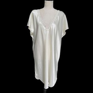 VTG California Dynasty Ivory Liquid Satin Caftan Nightgown USA Made Bridal Large
